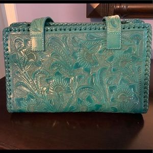 Leather bag handmade tooled like new